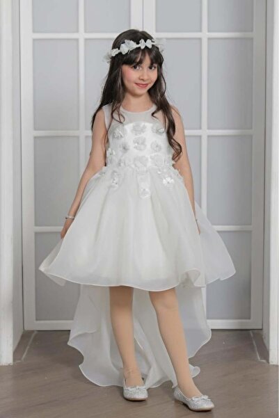 Alesayi_kids Turkish organza dress with a collar, sizes 3-10 years