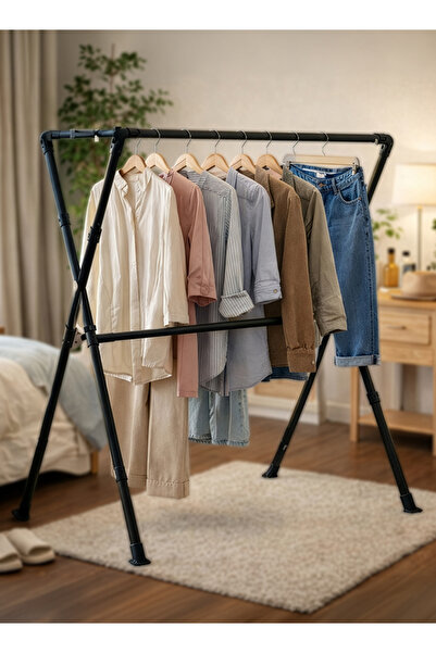 Cady One foldable clothes rack strong metal double legs, ample hanging space,...