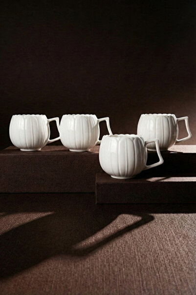 Perotti Pure Ivory 4-Piece Pure White Porcelain 230 ml Mug Set