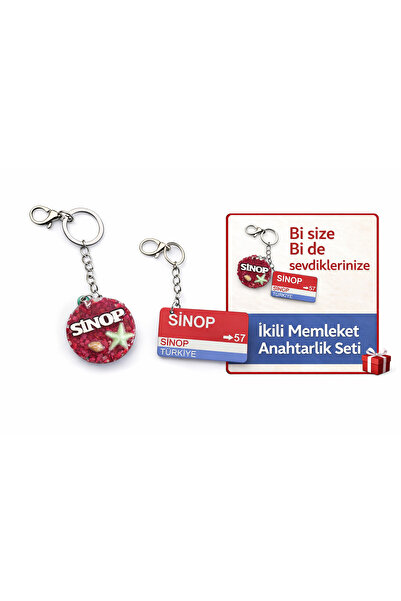 Home Sinop Hometown Themed Handmade 2-Piece Keychain Set