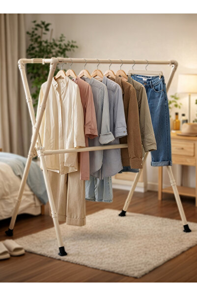 Cady One foldable clothes rack strong metal double legs, ample hanging space,...
