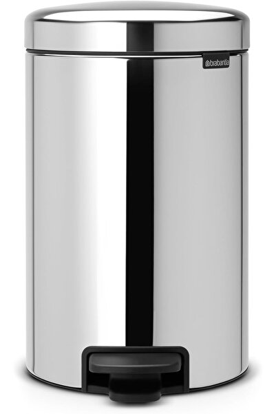 Brabantia سلة مهملات بدرج مع دلو داخلي بلاستيكي، سعة 12 لترًا، فولاذ لامع