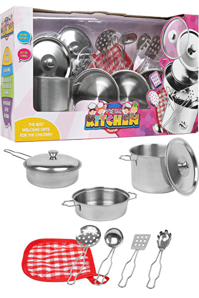 REZZOSS Stainless Steel Kitchen Playset 8Pcs for Kids Realistic Metal Cookwar...