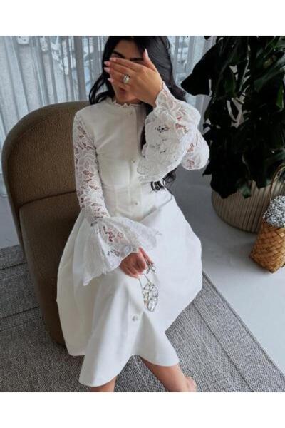 ceneric A soft white dress decorated with lace