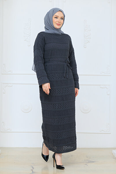 Pamuk Butik Women's Mercerized Inner Mesh Openwork Knitwear Dress