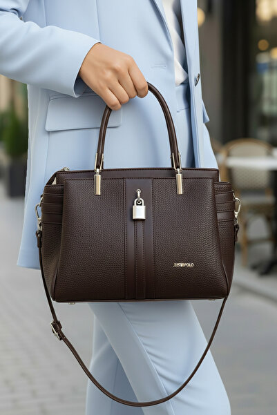 Just Polo Women's Lock Detailed 3-Compartment Long Strap Hand & Shoulder Bag ...