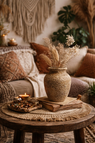 Elada Beton 22 cm Large Vintage-Style Vase Decorative Vase, Lara Vase