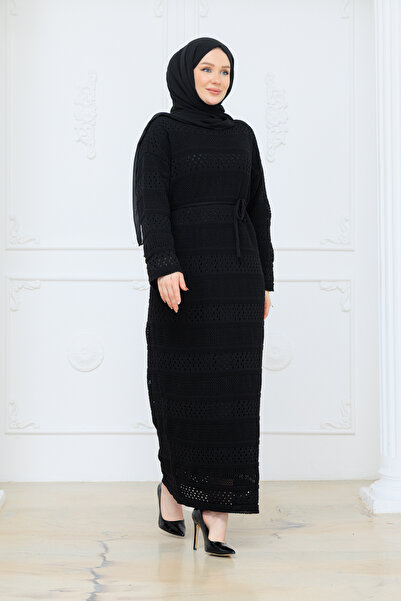 Pamuk Butik Women's Mercerized Inner Mesh Openwork Knitwear Dress