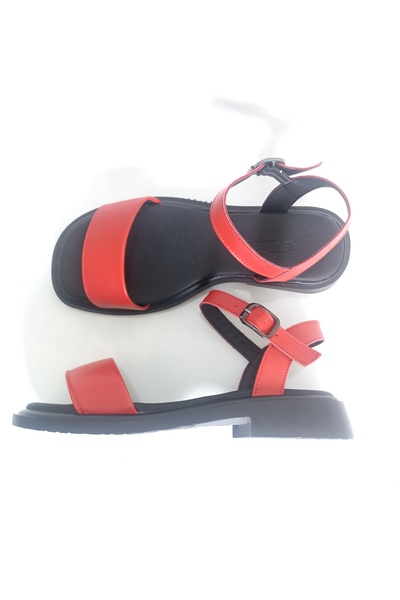 ezmoda Red Leather Tekbant Sandals