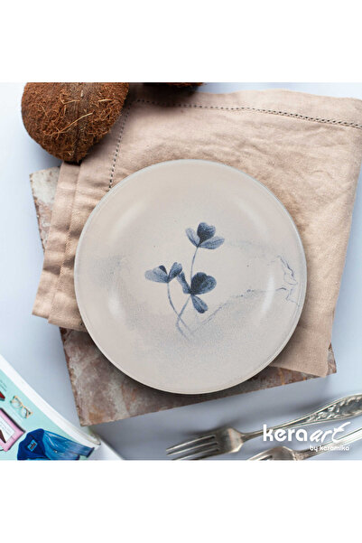 Keramika 4 قطع 13 سم طبق/وعاء صوص بلو ماجيك كلوفر أبيض مطفي