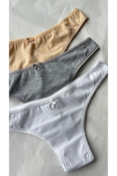 YOYYO 3-Piece Cotton High Waist Brazilian Cut Women's Panties