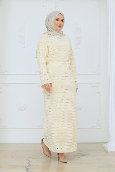 Pamuk Butik Women's Mesh Mercerized Knitwear Dress with Underwear