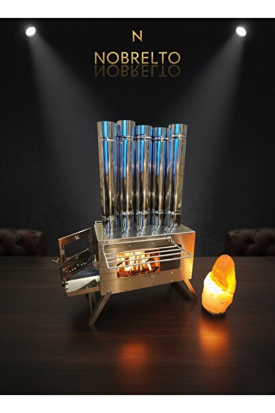 NOBRELTO 5 Borulu Chrome Krom Kamp Sobası Seti - Paslanmaz Çantalı Portatif O...