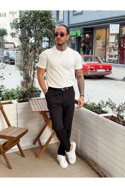 manch collection Osnovni okrugla kragna Pletiva T-shirt Bela