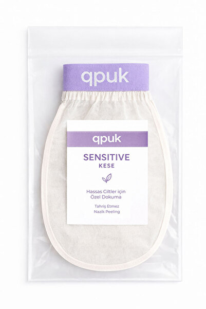 qpuk Sensitive Kese – Hassas Ciltler için %100 Floş İpek Banyo Duş Peeling El...
