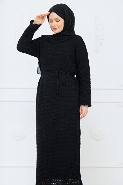 Pamuk Butik Women's Mesh Mercerized Knitwear Dress with Underwear