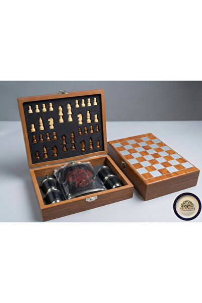 hesperides Luxury Chess Set with Wooden Box and Stainless Flask