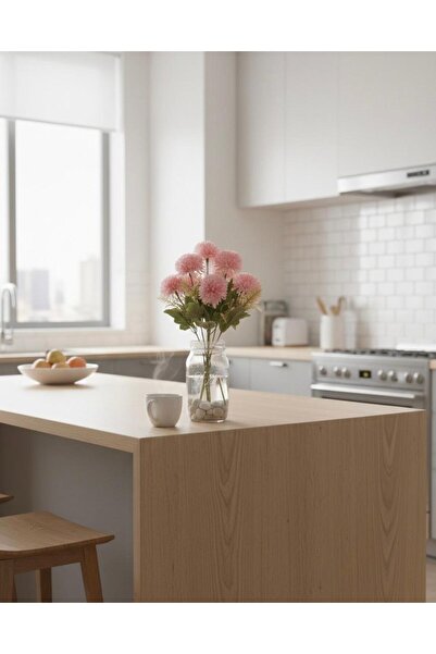 ENRUFLORA زهرة أقحوان وردية صناعية مع 9 رؤوس من شجيرات البقس لتزيين غرفة المع...