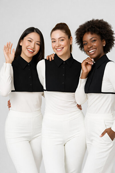 mirach 3’lü Ekonomik Paket Siyah Gömlek Yakası Kazak İçine Dekolte Kapatıcı İ...