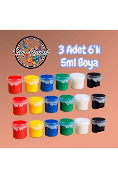 tiny hands 3 Adet 5 Ml 6’lı Akrilik Boya 6 Ana Renk Akrilik Boya Etkinlik Boy...