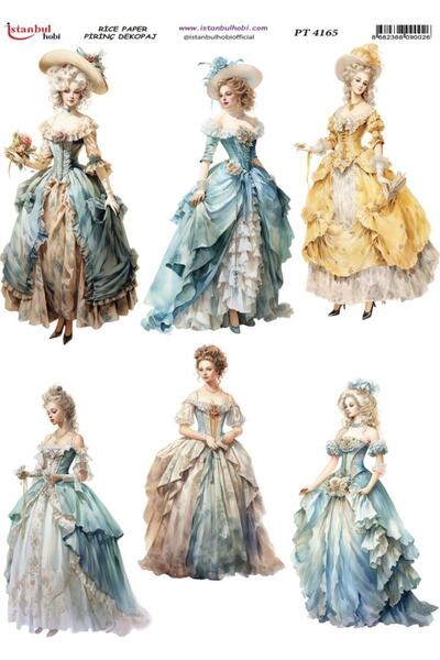 İstanbul Hobi Rice Decopage Paper 30X42Cm Pt-4165 Women in Dresses