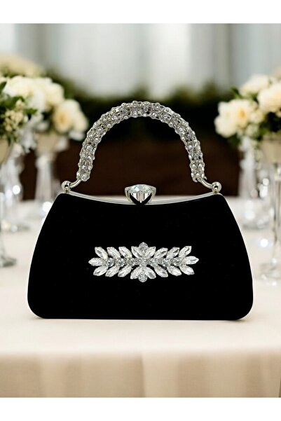 Gloriys Ayakkabı & Çanta Silk Suede Evening Dress Bag with Stones