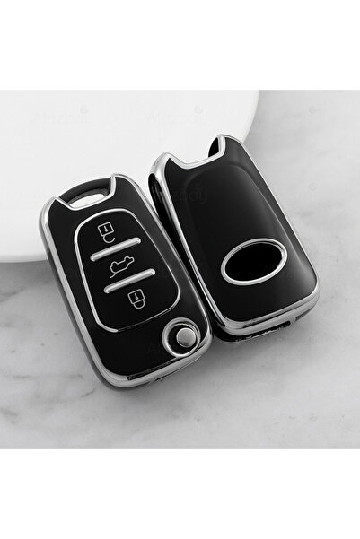 Alazpay For Hyundai I10 I20 Ix20 I30 Ix35 Elantra Kia Silver Edge Tpu Key Cas...
