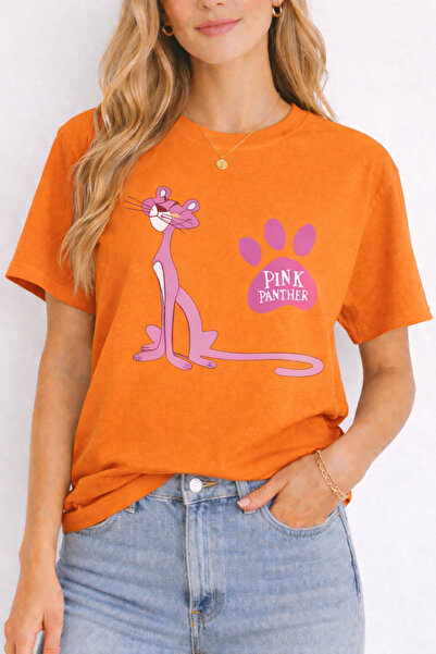 ArtYus Pink Paw Print Printed Cotton Relaxed Fit Round Neck Unisex T-Shirt