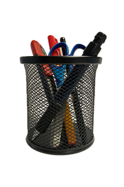 Bafix Suport pentru pixuri, cilindru metalic perforat, negru (pachet de 12)