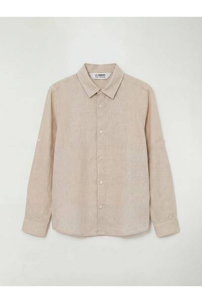 LC Waikiki GiyÇık Store Χακί Μακρυμάνικο Πουκάμισο Ποπλίνα για Αγόρια