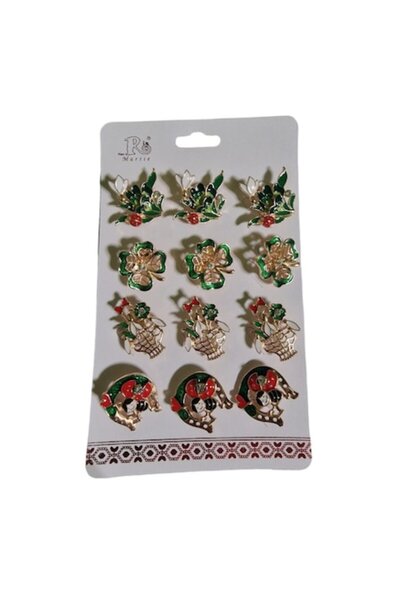 OEM Set of 12 Brooches for Martisor, Ghiocel, Trifoi, Flower Basket, Horseshoe
