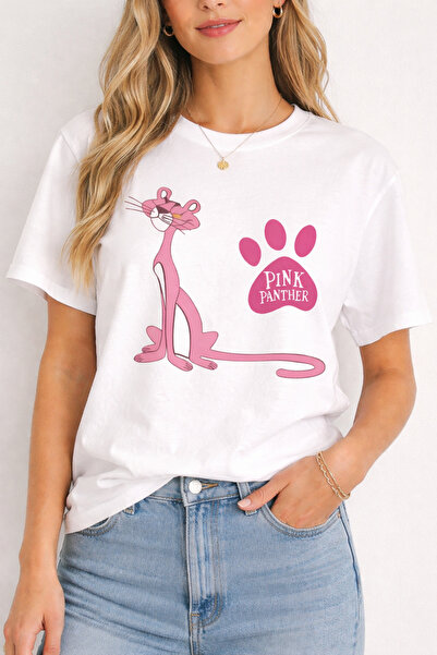 ArtYus Pink Paw Print Printed Cotton Relaxed Fit Round Neck Unisex T-Shirt