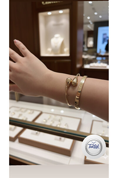 Markasız ucuz 2li Çelik Damla Kelepçe Bileklik Bilezik