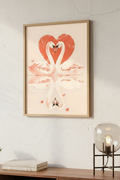 Bolvyra Kuğu Aşk Poster | Romantik Kuğu Duvar Posteri | Sevgililer Günü Dekor...