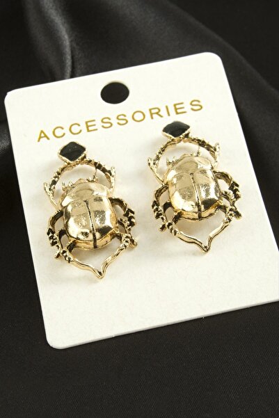 AhEs Shopping SNMSWRLD أقراط معدنية على شكل عنكبوت Zr (60341) - أصفر