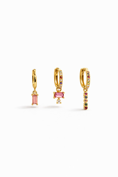 Okko Store Colorful Stones 3-Piece Earrings