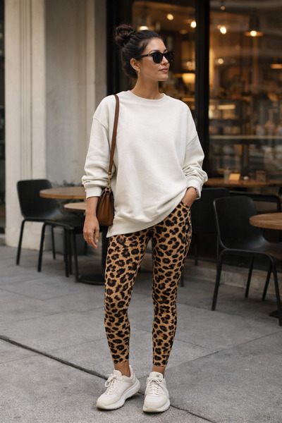 kikiriktekstil 10987 Women's Shaping Effect High Waist Leopard Pattern Tights