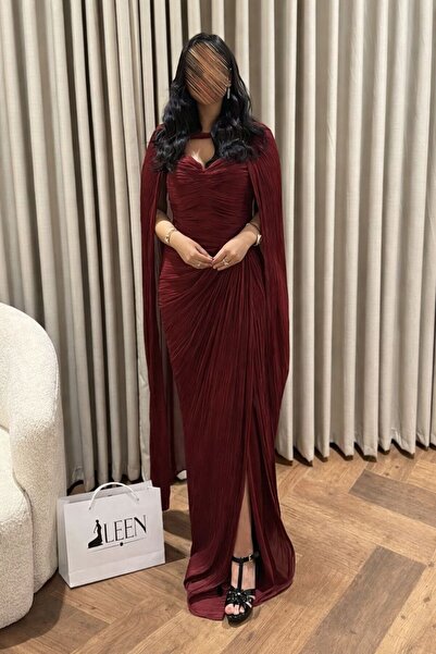 LEEN DRESSES Elegant women's long crinkle evening dress with a side slit – a ...