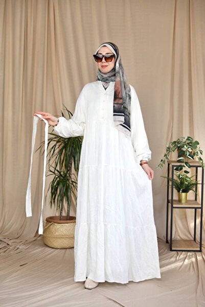 fatmamoda Büzglü Katlı Yaz Güneşi Salaş Elbise