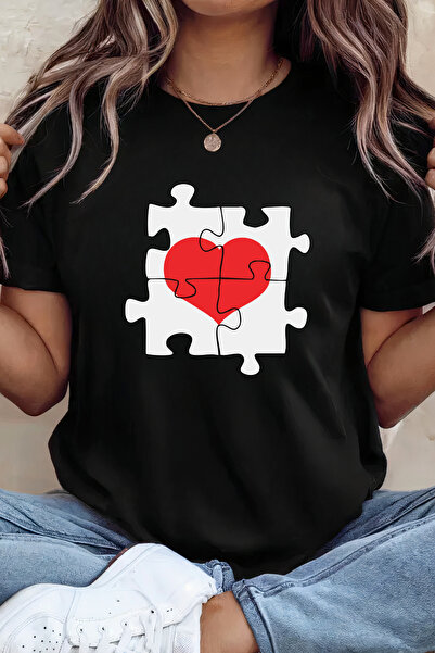 Sarah's Boutique Women's T-shirt – 100% cotton – Valentine's Day "Puzzle Heart"