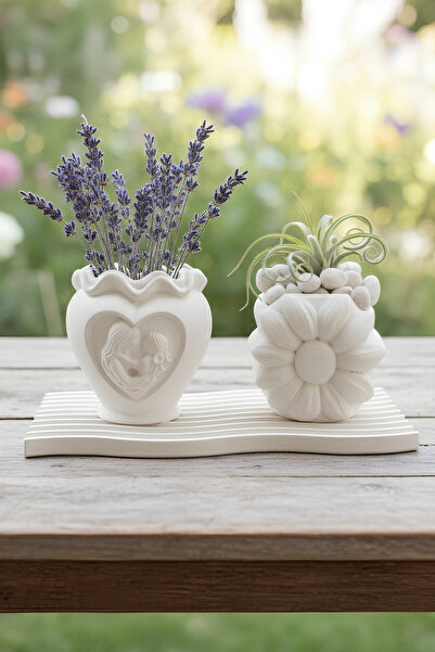 Elizovi Home Pen Holder Flower Pot & Decorative Set |   Simple White, Multi-P...