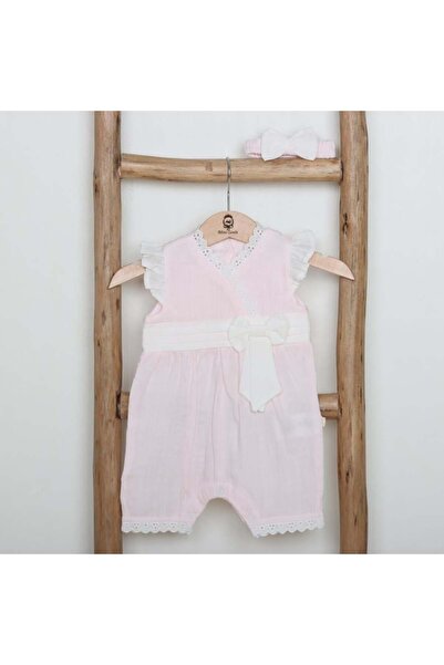 Generic طقم أفرول ميني جنتل بناتي مع ربطة شعر وتفاصيل دانتيل - قطعتين - من 3-...