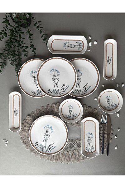 QUEEN Segah Model Rölyefli 4 Kişilik 10 Parça Modern Kahvaltı-Brunch Takımı