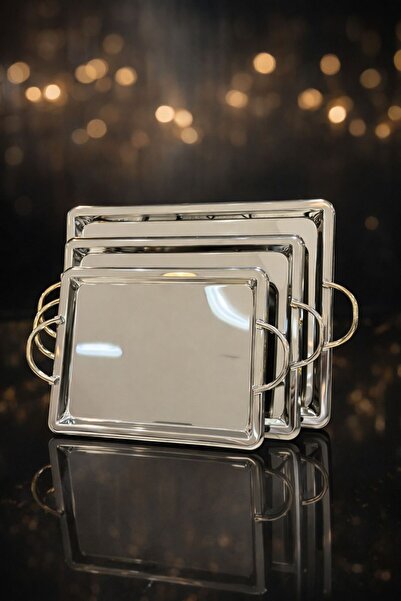 Generic ​طقم صواني تقديم مستطيلة بلمعة المرآة (3 قطع). ​وصف المنتج: