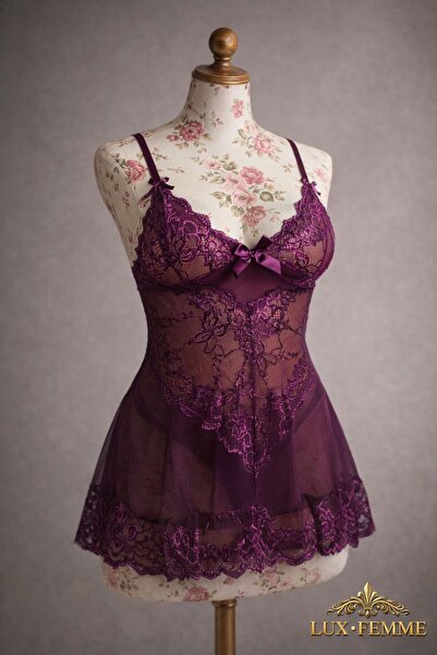 Lux Femme Mor Dantelli Gecelik