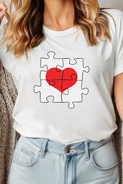 Sarah's Boutique Women's T-shirt – 100% cotton – Valentine's Day "Puzzle Heart"