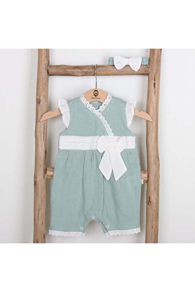Generic Mini Gentle Girls' Romper Set with Hair Tie and Lace Details - 2 Piec...