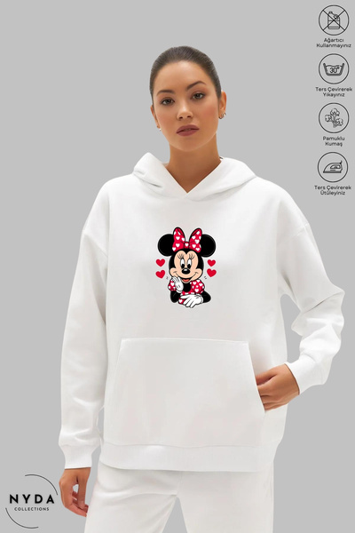 Nyda Collections Hanorac de damă cu mânecă lungă, cu imprimeu Minnie Mouse, c...
