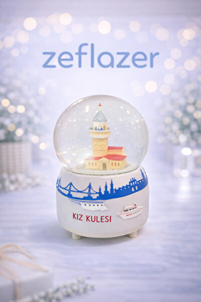 ZEFLAZER Hediyelik Kişiye Özel Kız Kulesi Kar Küresi – İstanbul Temalı Dekoratif Hediyelik (Büyük Boy)