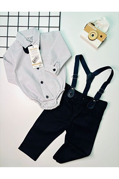 cacobutik Baby Boy Shirt, Bodysuit, Bow Tie, Suspenders and Pants, 4-Piece Ho...